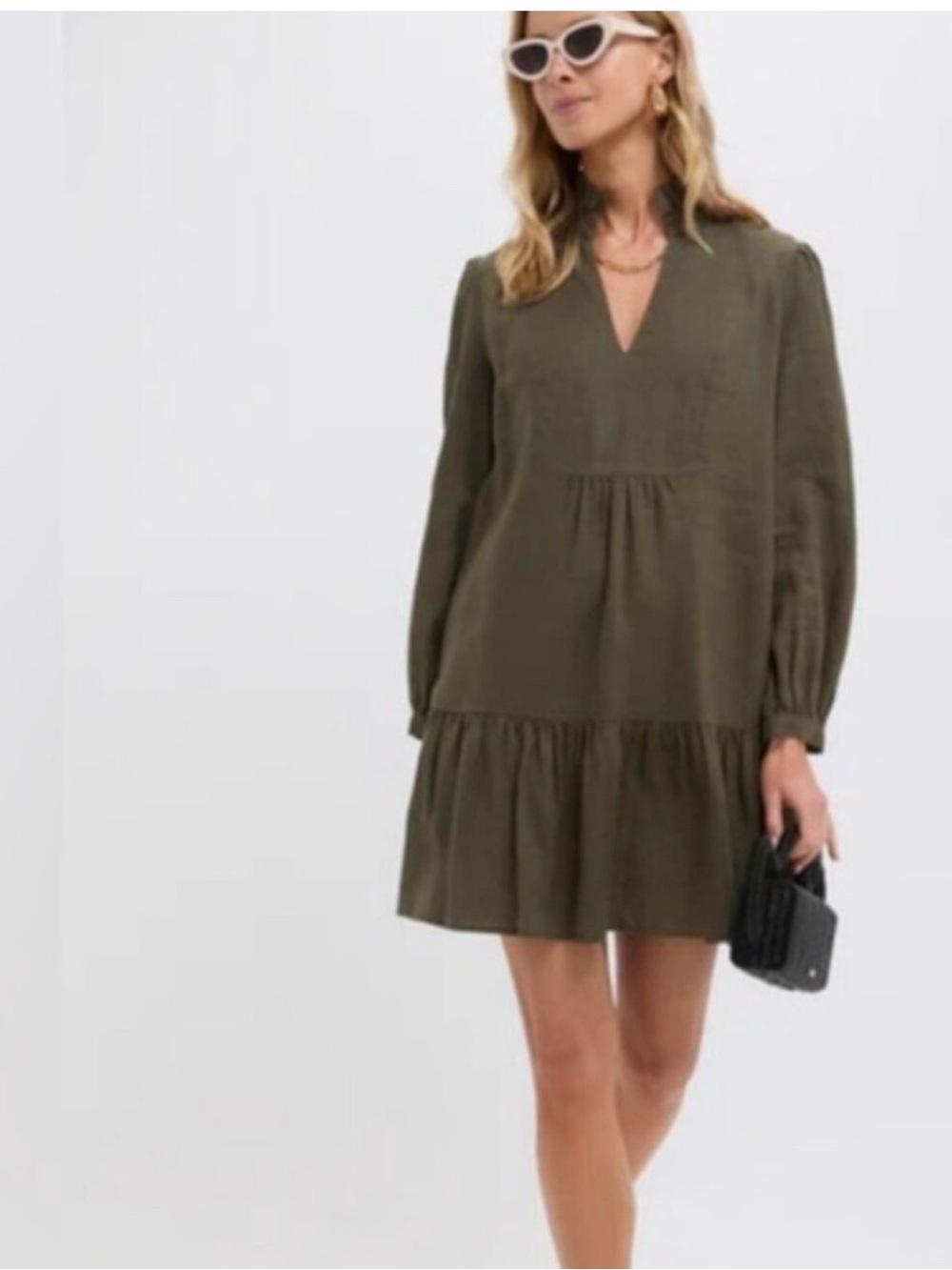 Tuckernuck Olive Green Linen Palmerston Dress size M NWT